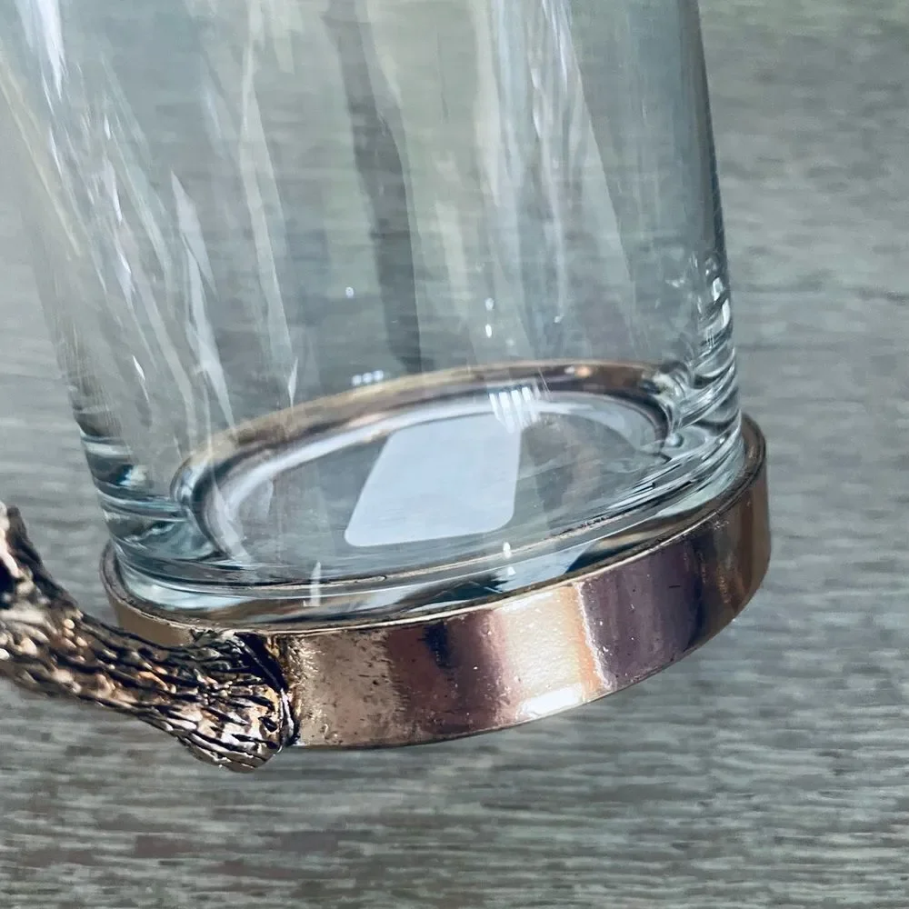 Glass Bronze Crystal Jewel Floral Bee Handle Coffee Mug Cup